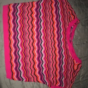 pink, orange , purple and white knitted top